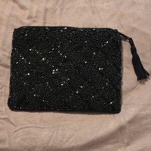 Black Beaded Mini Bag